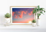 pink cloud photography, blue and pink sky art, sunset photography, downloadable photography,  sunset sky photography,  grey pink and blue sunset art, beach art for sale, ocean art