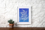 Bright Blue, Sand Colored Lettering, and Texture Cool Wind Hot Day Print